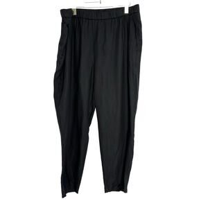 Eileen Fisher Organic Linen Pant Women XL Black Elastic Waist Mature Minimalist‎